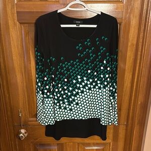 Alfani Black and Teal Long Sleeve Top